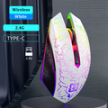 Bluetooth 5.2 Mouse rgb 2.4g, sem fio de modo duplo mouse para jogos 6 botões mouse silencioso