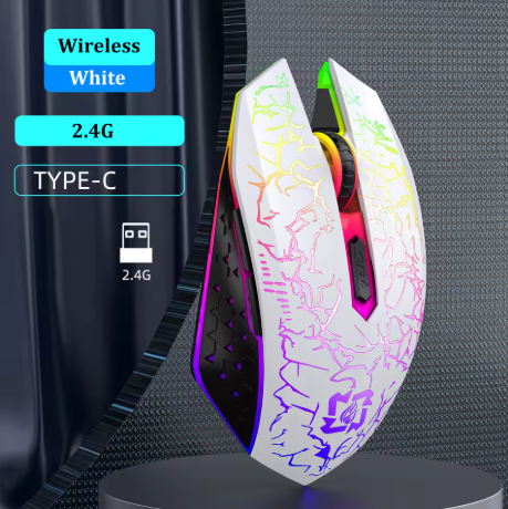 Bluetooth 5.2 Mouse rgb 2.4g, sem fio de modo duplo mouse para jogos 6 botões mouse silencioso